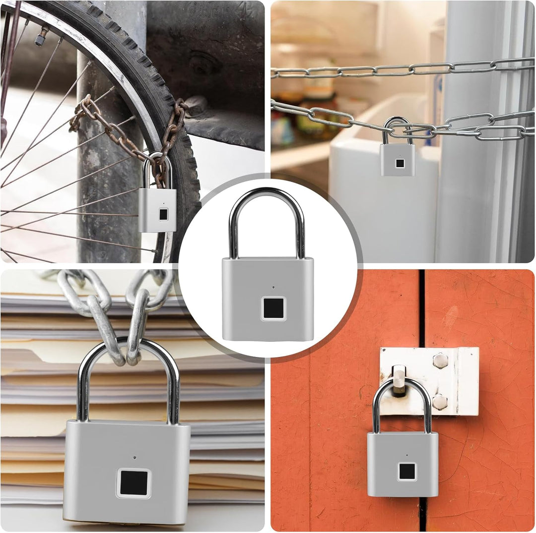 Fingerabdruck Schloss, Schloss mit Fingerabdruck, Smart Schloss Wasserdicht,USB-Aufladung,Vorhängesc