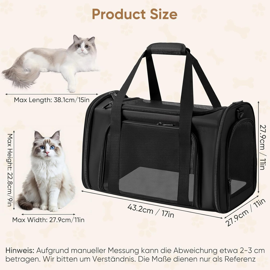 Transporttasche Katze und Hund, Faltbare Katzentransportbox, Haustiertragetasche mit Einstellbar Sch