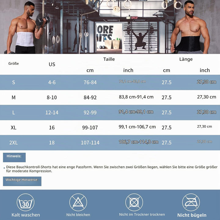 SLIMBELLE Herren Bauchweggürtel Fitnessgürtel Body Shaper Schwitzgürtel Taillenmieder Verstellbarer