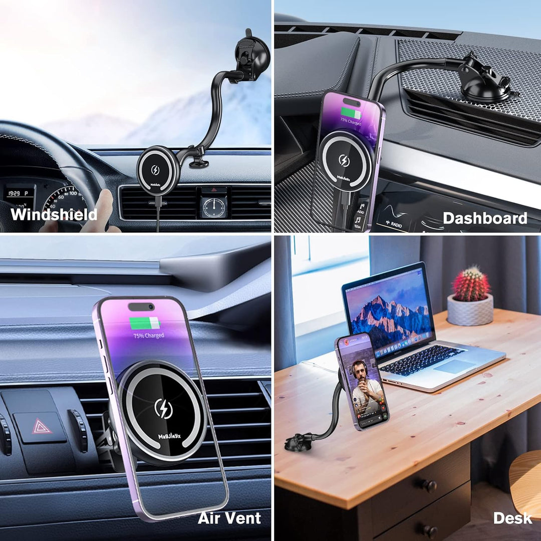 MAGJIEYX für MagSafe Autohalterung Ladegerät, 15W Magnet Auto Handyhalter mit Ladefunktion für iPhon