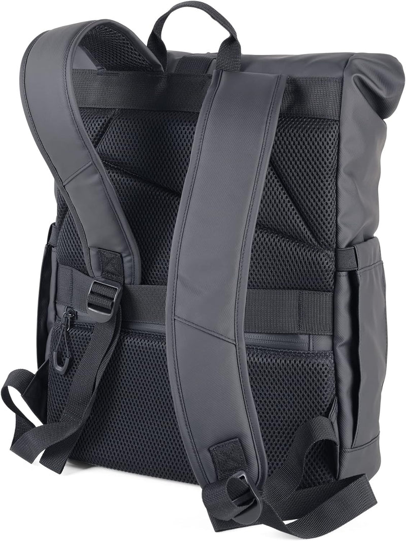 TROIKA Black Roll Top - BBL51/BK - Roll Top Rucksack mit magnetischem Sicherungsverschluss aus Metal