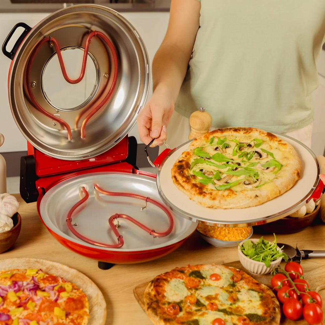 Cecotec Elektrischer Pizzaofen Grill Pizza & Co Mama Mia Window. 1200 W, Temperatur 400 °C, Timer 15