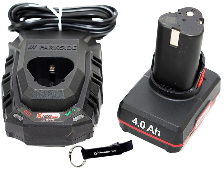 HEADNMORE® Bundle - Parkside® 12V - 1x 4Ah 4 Ah Akku PAPK 12 B4 + 1x 2,4A Ladegerät PLGK 12 A3 - Wer
