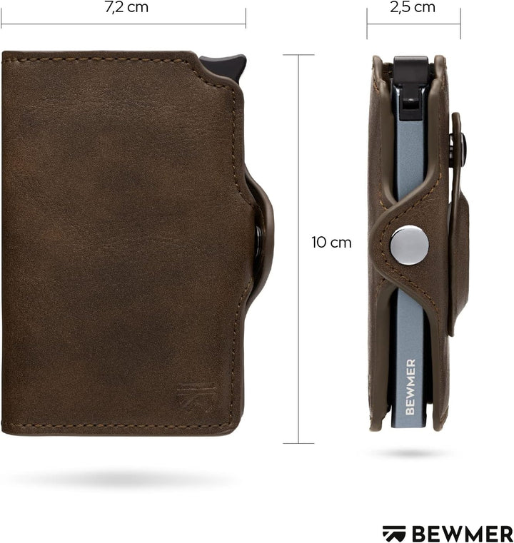 BEWMER Kartenetui 1 für Herren und Damen, kleine Brieftasche mit RFID-Schutz und Clip aus Kohlefaser