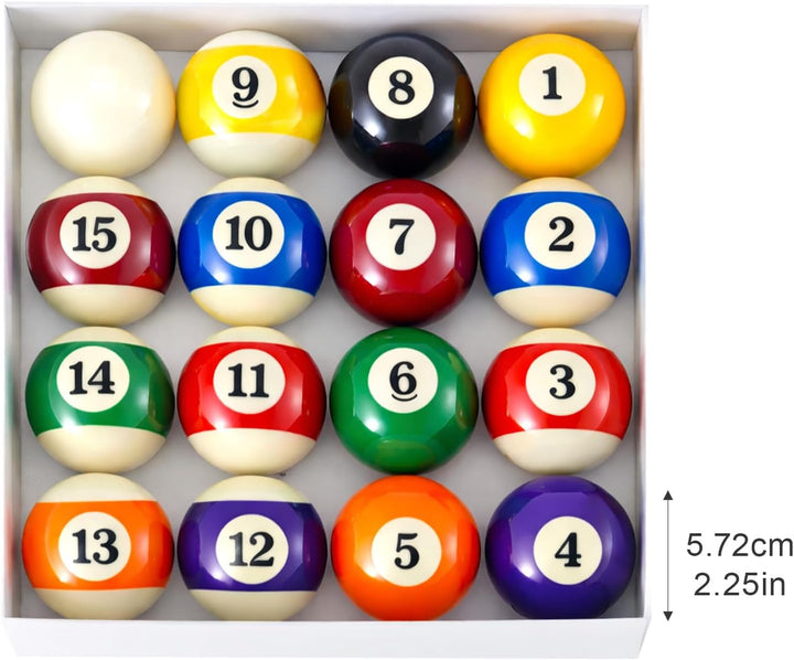 Trintion Vollständiges Standard-Poolballset – 16 Stück 2-Zoll Punkte & Streifen Billardkugeln – Turn