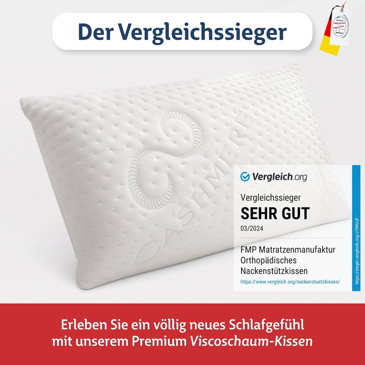 FMP Matratzenmanufaktur Orthopädisches Nackenstützkissen -viscoelastisches Kissen, Visco Kopfkissen,