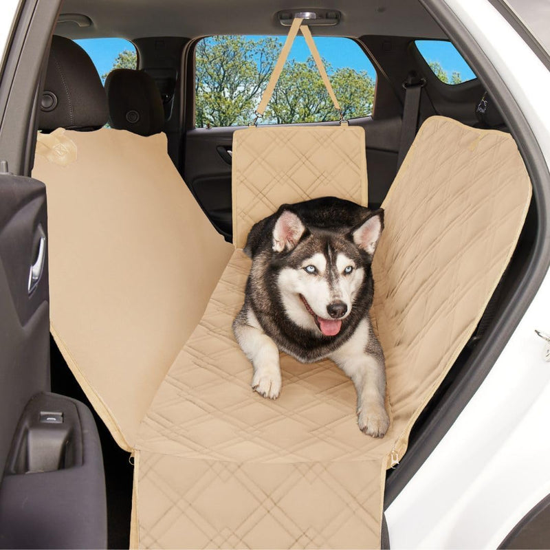 Meadowlark® XL Hundedecke für Auto Rückbank. Wasserdicht! Komplettschutz Beige Autoschondecke für Hu