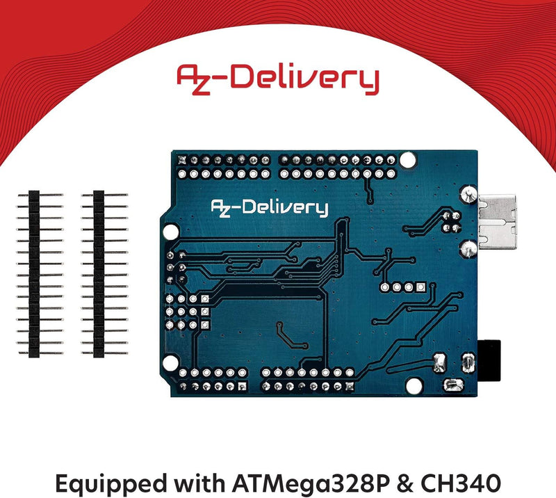 AZDelivery 25 x Mikrocontroller Board AZ-ATmega328-Board mit USB-Kabel inklusive E-Book!, 25