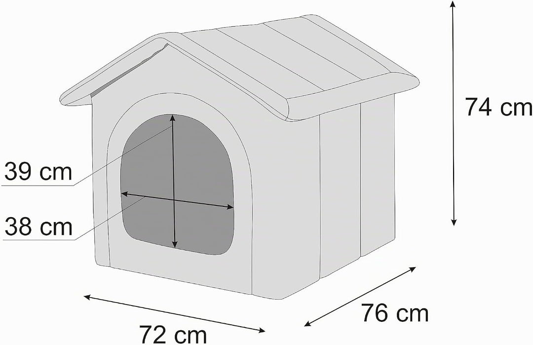 Hundehütte Hundehöhle Hundebett Hundehaus Katzenhöhle Grösse XXXL - 76x72 cm hellgrau mit Graphit XX