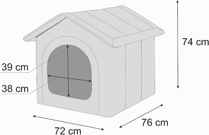 Hundehütte Hundehöhle Hundebett Hundehaus Katzenhöhle Grösse XXXL - 76x72 cm hellgrau mit Graphit XX