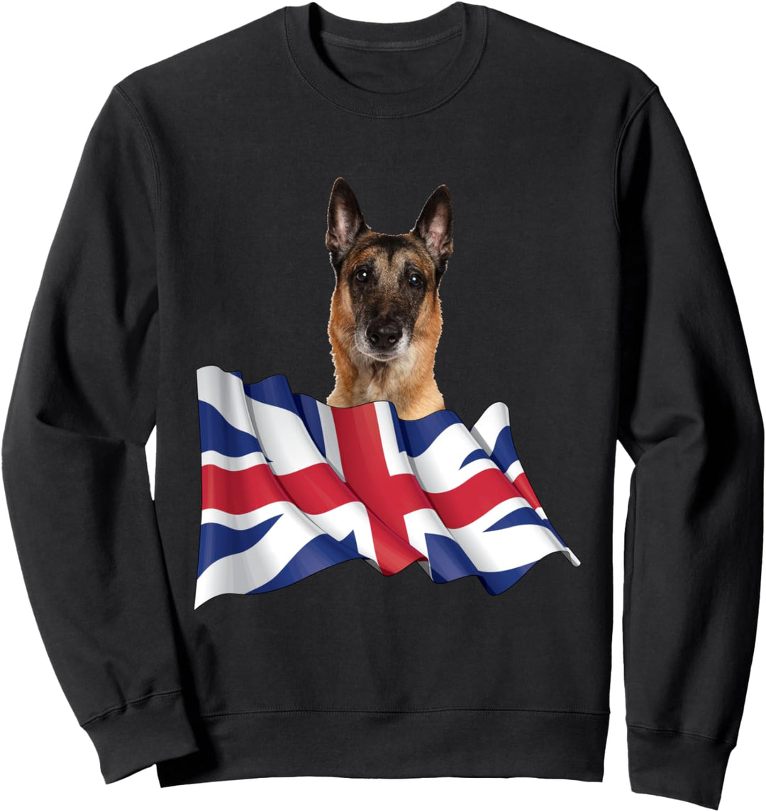 Union Jack Flag Dog Belgian Malinoi Sweatshirt