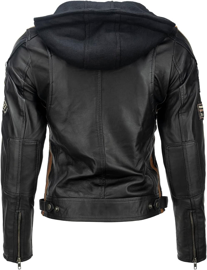URBAN 5884 Motorradjacke Damen Mit Protektoren, Damenjacke aus Lammleder, Protektoren für Rücken, Sc