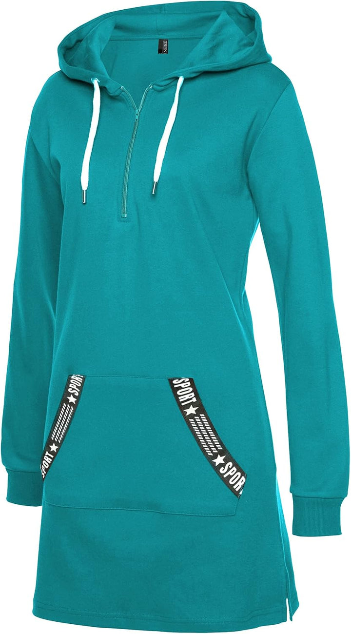 Damen Hoodie Kleid Herbst Langarm Sweatshirts Kapuzenpullover Streetwear Jumper Pullover Mini Kleide