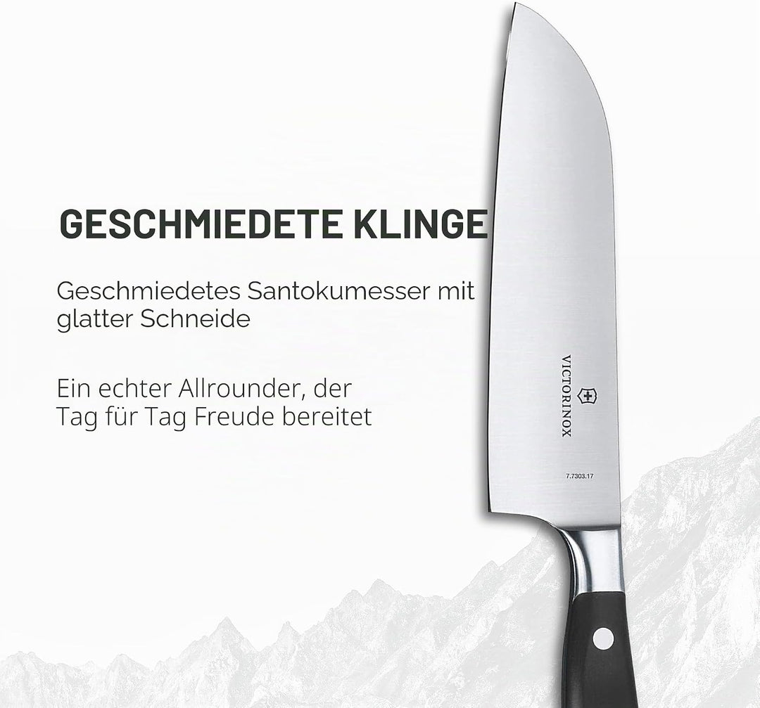 Victorinox, Grand Maître, Profi Santokumesser, Extra Scharfe Klinge, gerader Schliff, 17 cm, Robuste
