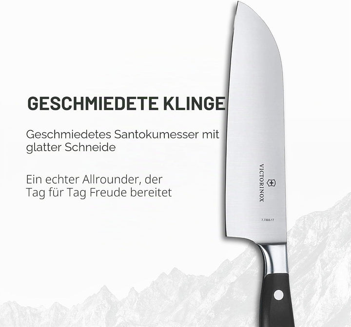 Victorinox, Grand Maître, Profi Santokumesser, Extra Scharfe Klinge, gerader Schliff, 17 cm, Robuste