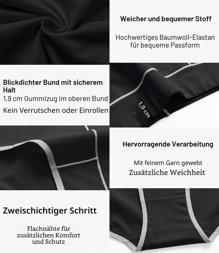 wirarpa Unterhosen Damen Midi Taille Slip Baumwolle Bequeme Unterwäsche Mehrpack M Schwarz-5er Pack,