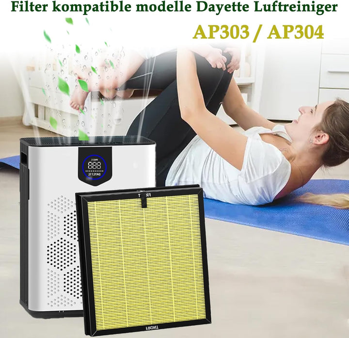 AP303 AP304 Filter Ersatz für Dayette AP303/AP304 Luftreiniger, 3-in-1 H14 True HEPA Hocheffizienter
