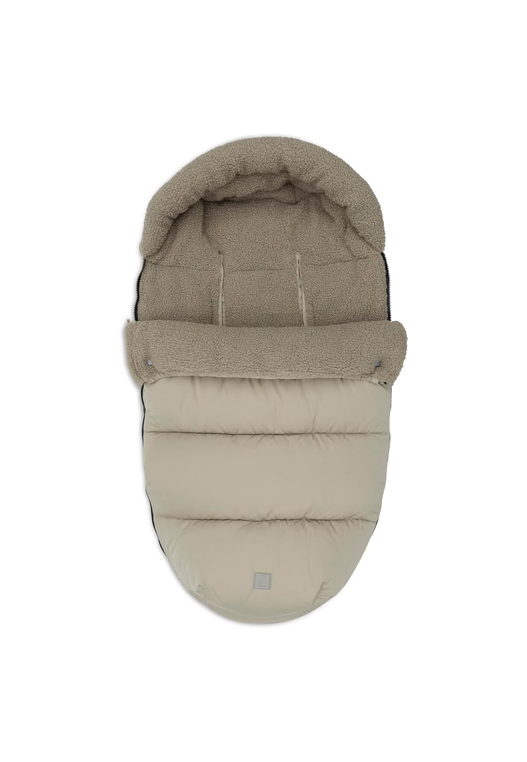 Jollein Fusssack Olive Green - Für Buggy und Kinderwagen - Für 3-Punkt- und 5-Punkt-Gurt - Mit Teddy