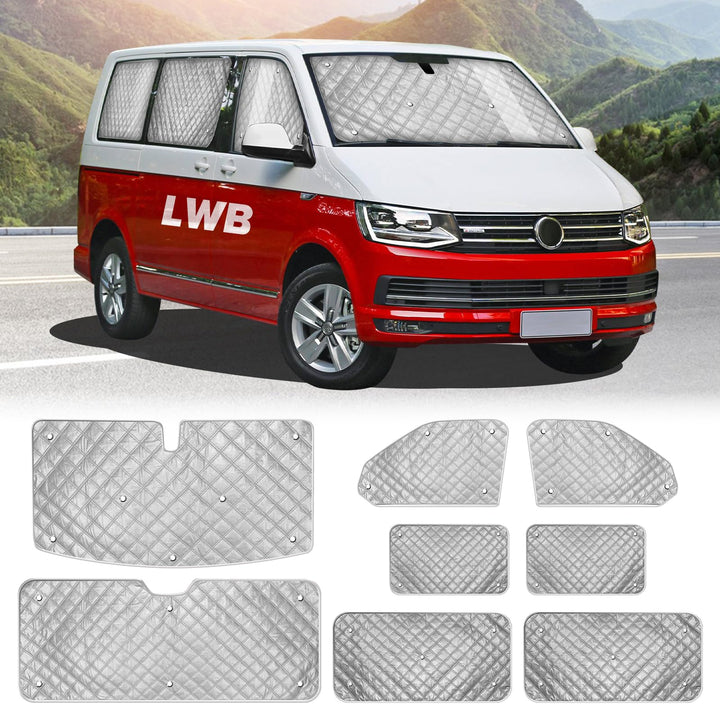 MaxEarn 8Stk Thermomatte Fahrerhaus passend für VW LWB T5/T6, Luxus Interne Auto Sonnenblende Fronts