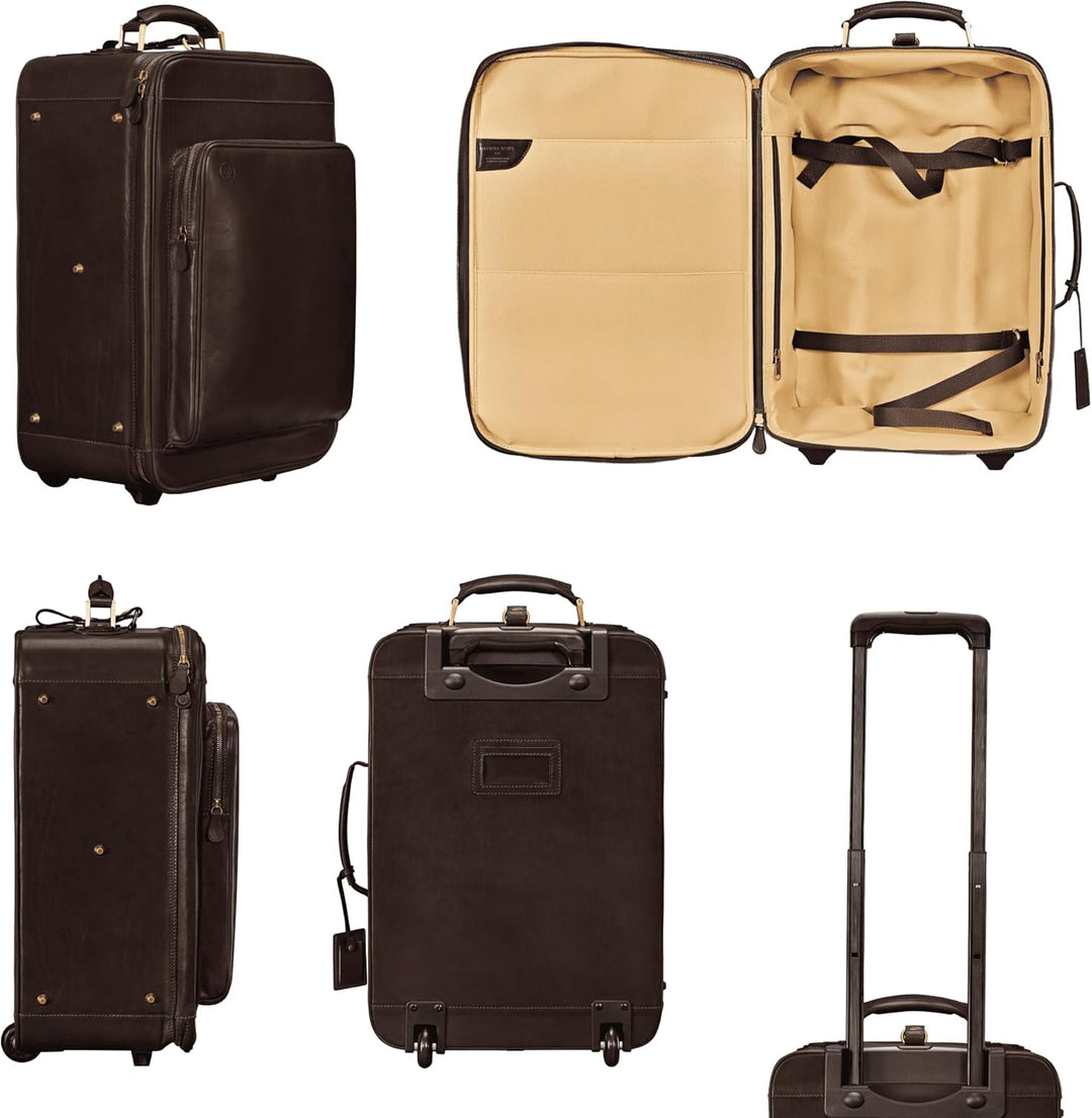 Maxwell-Scott Hochwertiger Herren Leder Trolley Koffer Piazzale in Dunkelbraun, Dunkelbraun