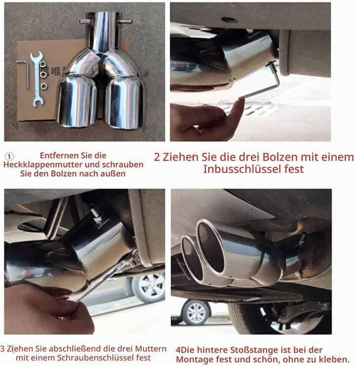 2.5" 63mm Einlass Doppelspitzen Schalldämpfer 3"Auslass Edelstahl Auto Heck Throat Doppelauspuff (Bi