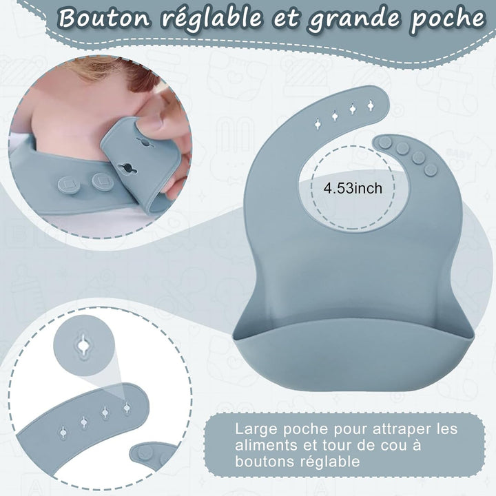 Baby Geschirrset,12er Set Kindergeschirr, Babylöffel,Trinklernbecher,Silikon Lätzchen,Baby Teller Ki