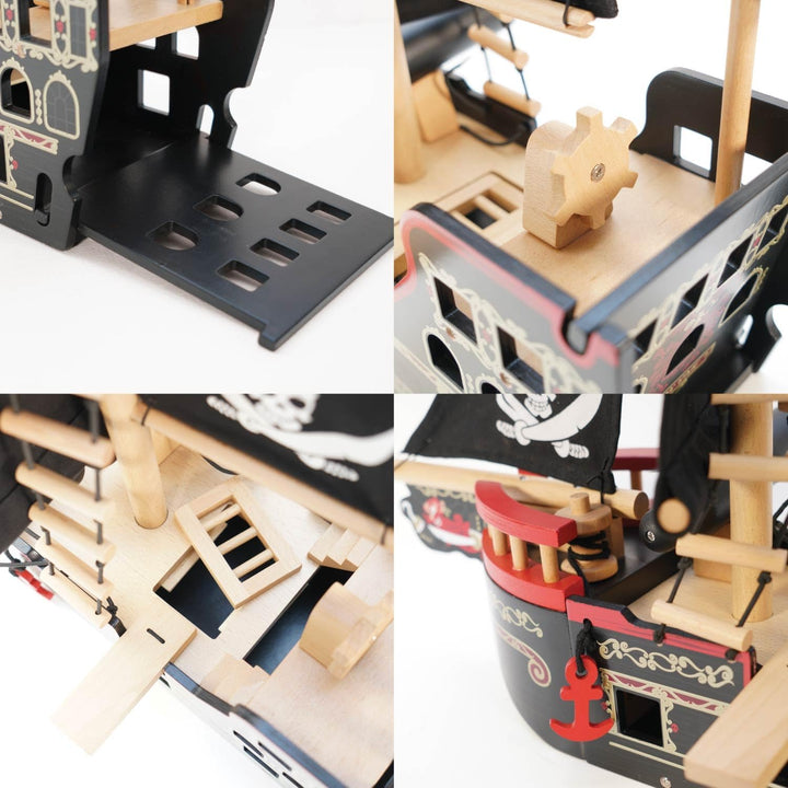 Le Toy Van – Pädagogisches Pirates Collection Piratenschiff „Barbarossa“ aus Holz, mit Kanone, Kanon