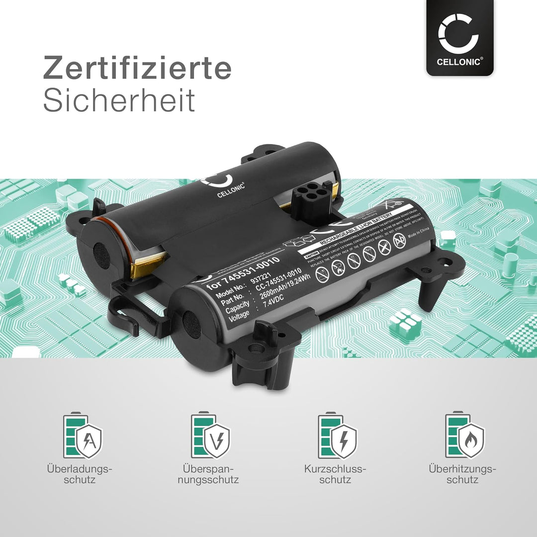 CELLONIC, Lautsprecherakku kompatibel mit Bose SoundLink Revolve Plus, 071478 (2600mAh, 7.4V) Ersatz