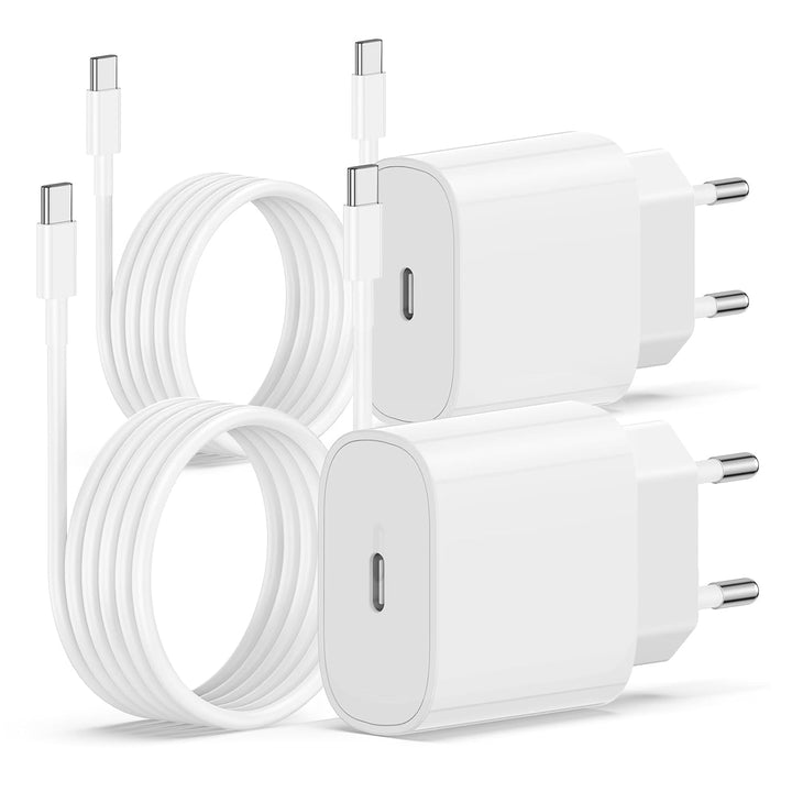 2Pack iPhone 15 16 Ladegerät mit Ladekabel, 20W USB C Power Adapter Schnellladegerät mit Schnelllade