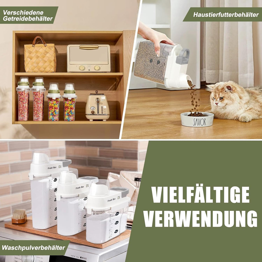 Vorratsdose 2.5L Luftdicht Müslidose, Schüttdose Aufbewahrungsbox mit Messbecher für Lebensmittel wi