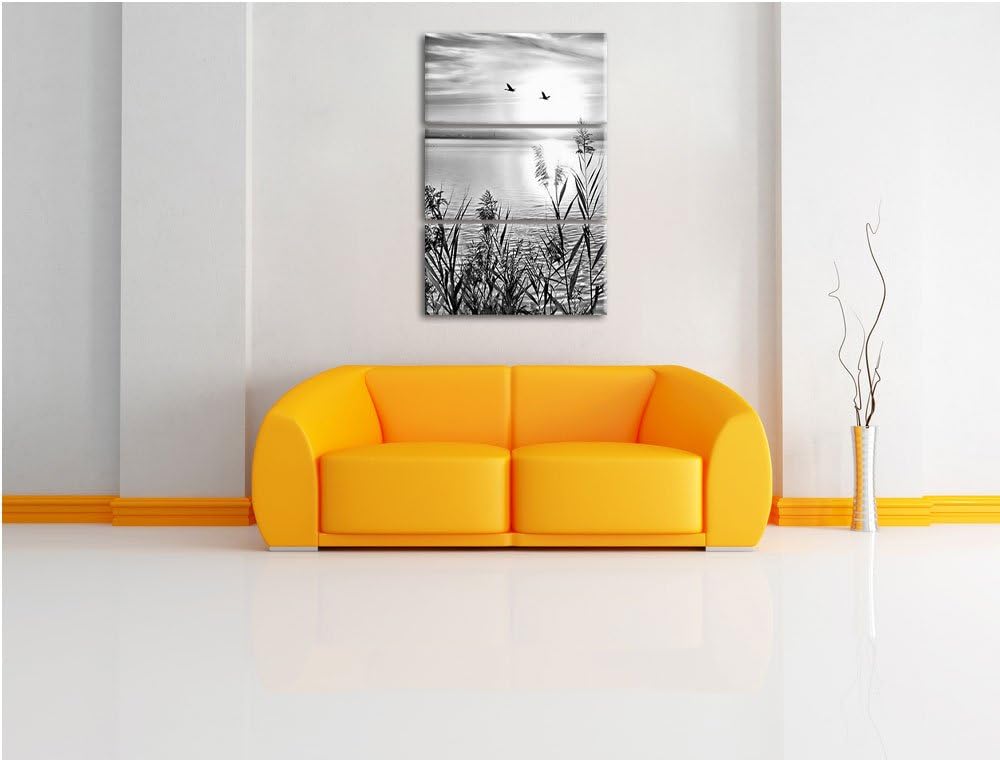 Pixxprint Sonnenuntergang am See als Leinwandbild/Grösse: 3 Teilig (120x80) cm/Wandbild/Kunstdruck/f