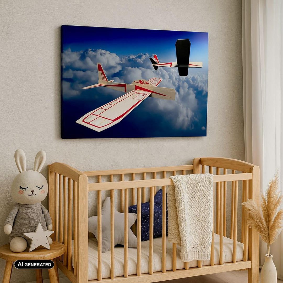 Bilder auf Leinwand 100x70cm Leinwandbild Segelflugzeuge fliegen hoch Modell Gross Wanddeko Bild Sch
