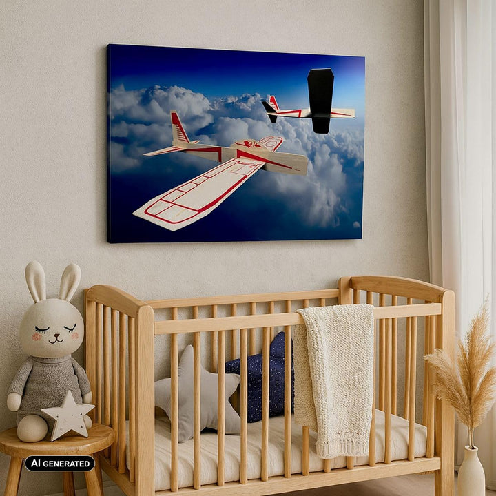 Bilder auf Leinwand 100x70cm Leinwandbild Segelflugzeuge fliegen hoch Modell Gross Wanddeko Bild Sch