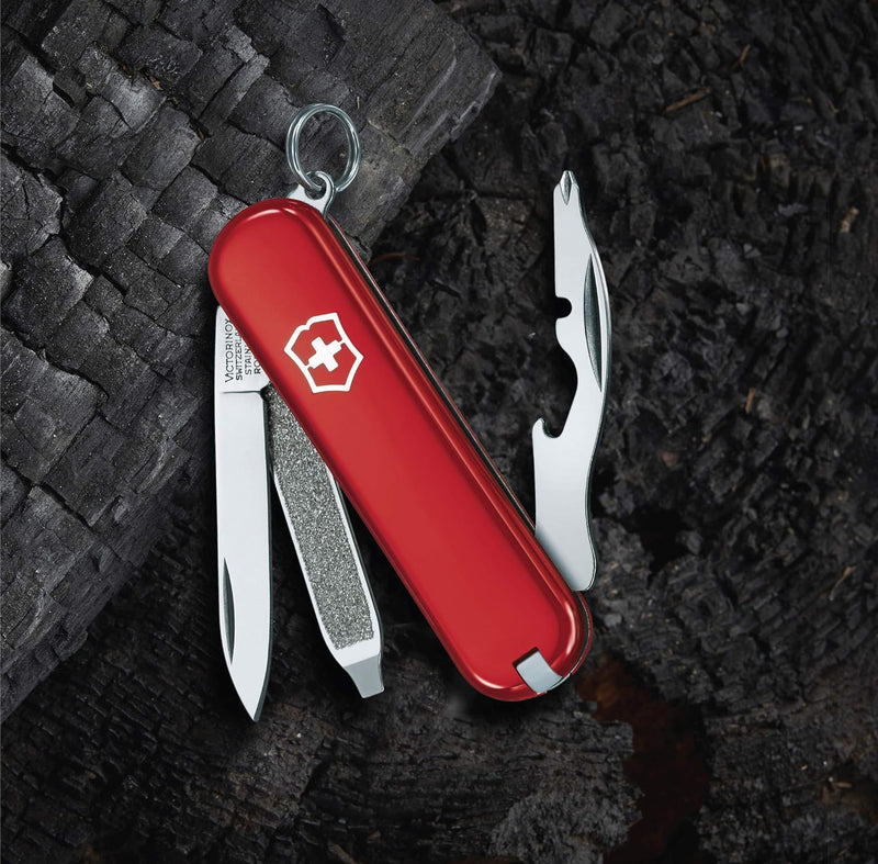Victorinox Rally, Schweizer Taschenmesser Mini für Schlüsselanhänger, Swiss Army Knife, 9 Funktionen