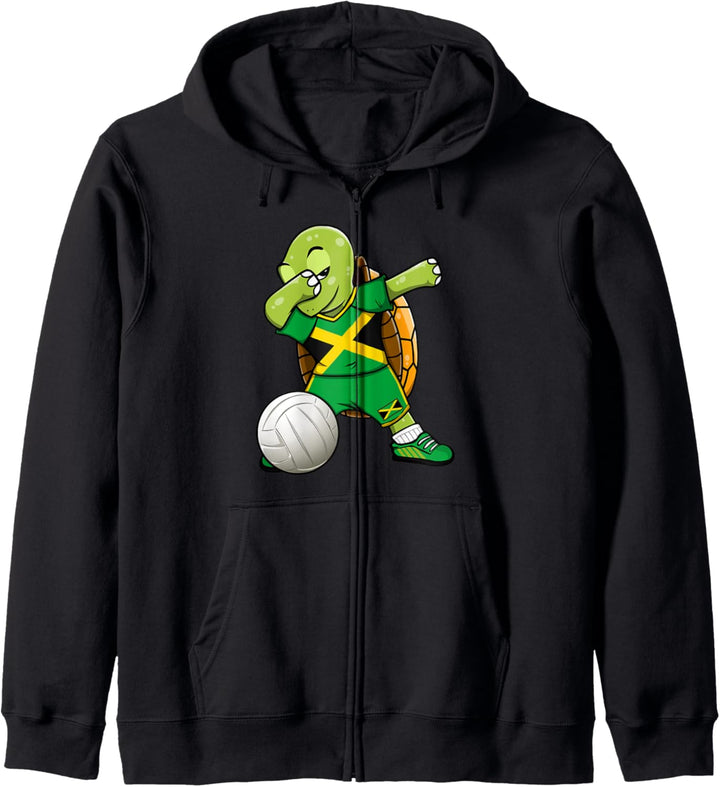 Dabbing Schildkröte Jamaika Volleyball Jamaikanische Flagge Kapuzenjacke