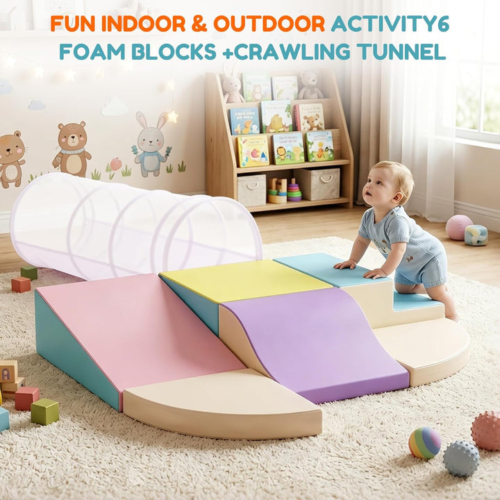 6er Soft Play Corner Climber Set,Motorikspielzeug für Babys & Kleinkinder,Schaumstoff Kletterbaustei