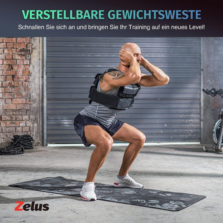 ZELUS Gewichtsweste Verstellbar 0,5-10,5kg / 0,5-20,5kg Trainingweste mit 20 Einstellbaren Gewichten