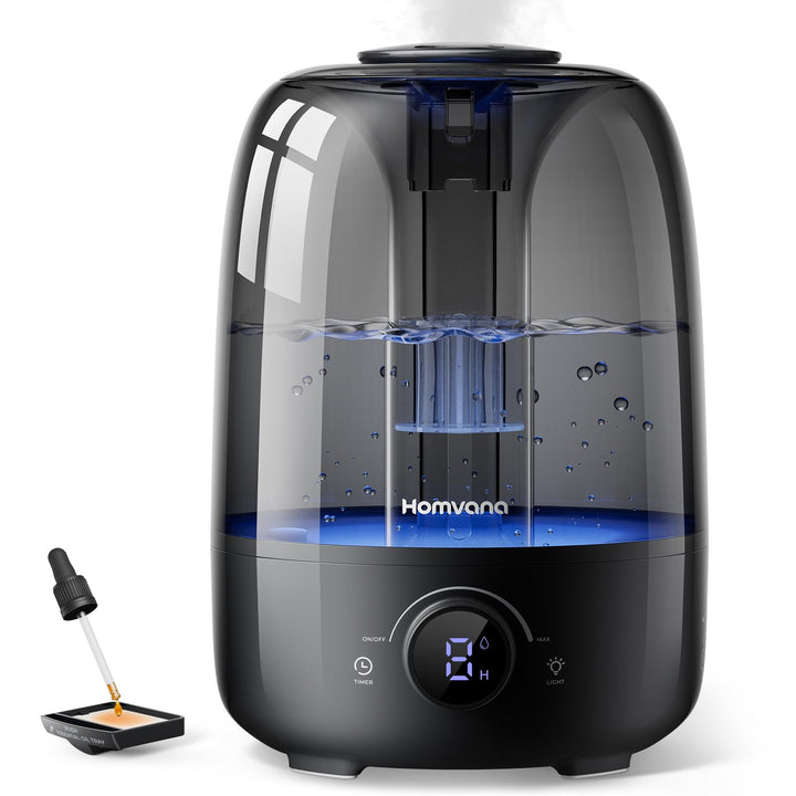 Homvana Luftbefeuchter Schlafzimmer Humidifier - 4L Topfill Cool Mist Raumbefeuchter 40H Runtime, Di