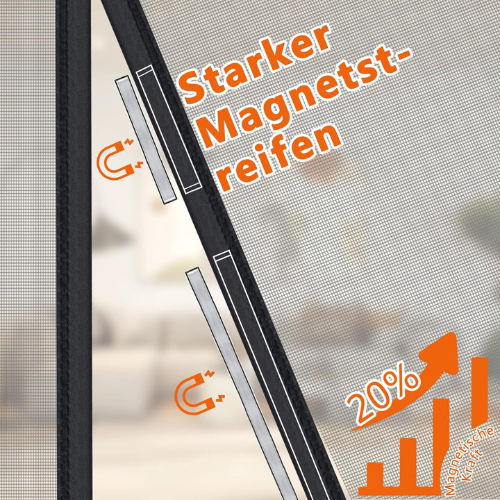 WochiTV Fliegengitter Tür Magnet 140 x 212cm Doppeltür Fliegengitter Tür Mit Magnetverschluss Ohne B