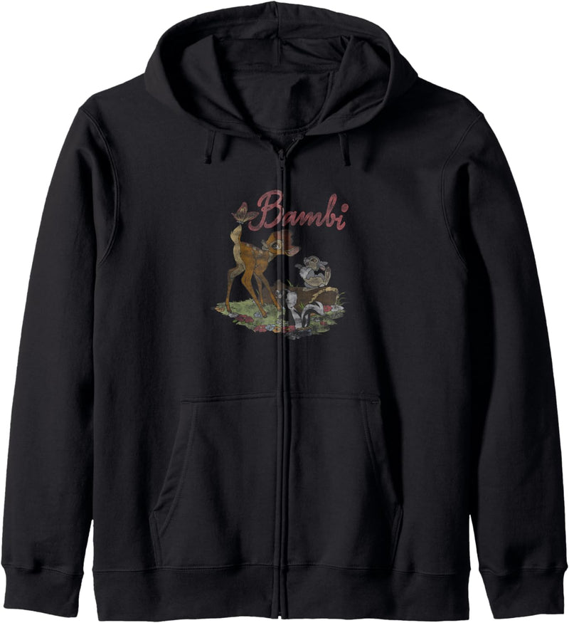 Disney Bambi Group Shot Butterfly On Tail Distressed Kapuzenjacke