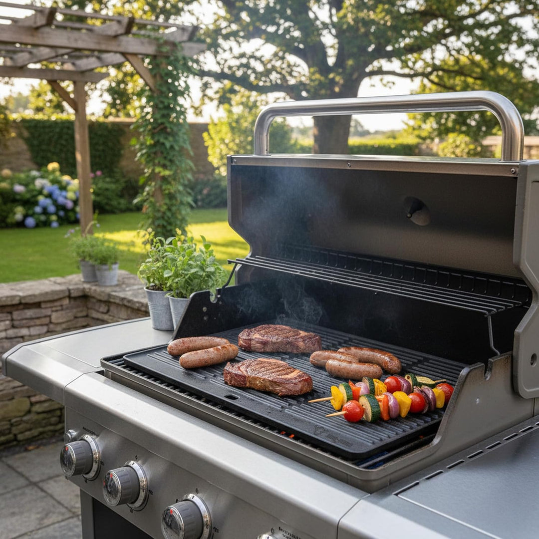 BBQ-Toro Gusseisen Grillplatte | 48,5 x 40 cm | Wendeplatte, beidseitig verwendbar | Rechteckig, Uni