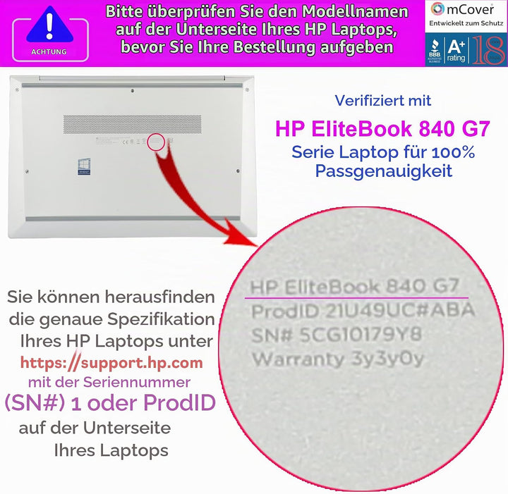 mCover Nur kompatibel mit 2020 ~ 2022 14 Zoll HP EliteBook 840 G7 / G8 (Intel CPU) | EliteBook 845 G