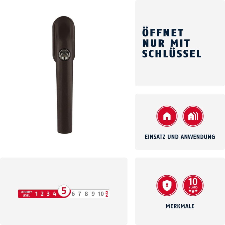 ABUS Abschliessbarer Fenstergriff FG300 - Fensterknauf mit Druckzylinder, verschiedenschliessend - A