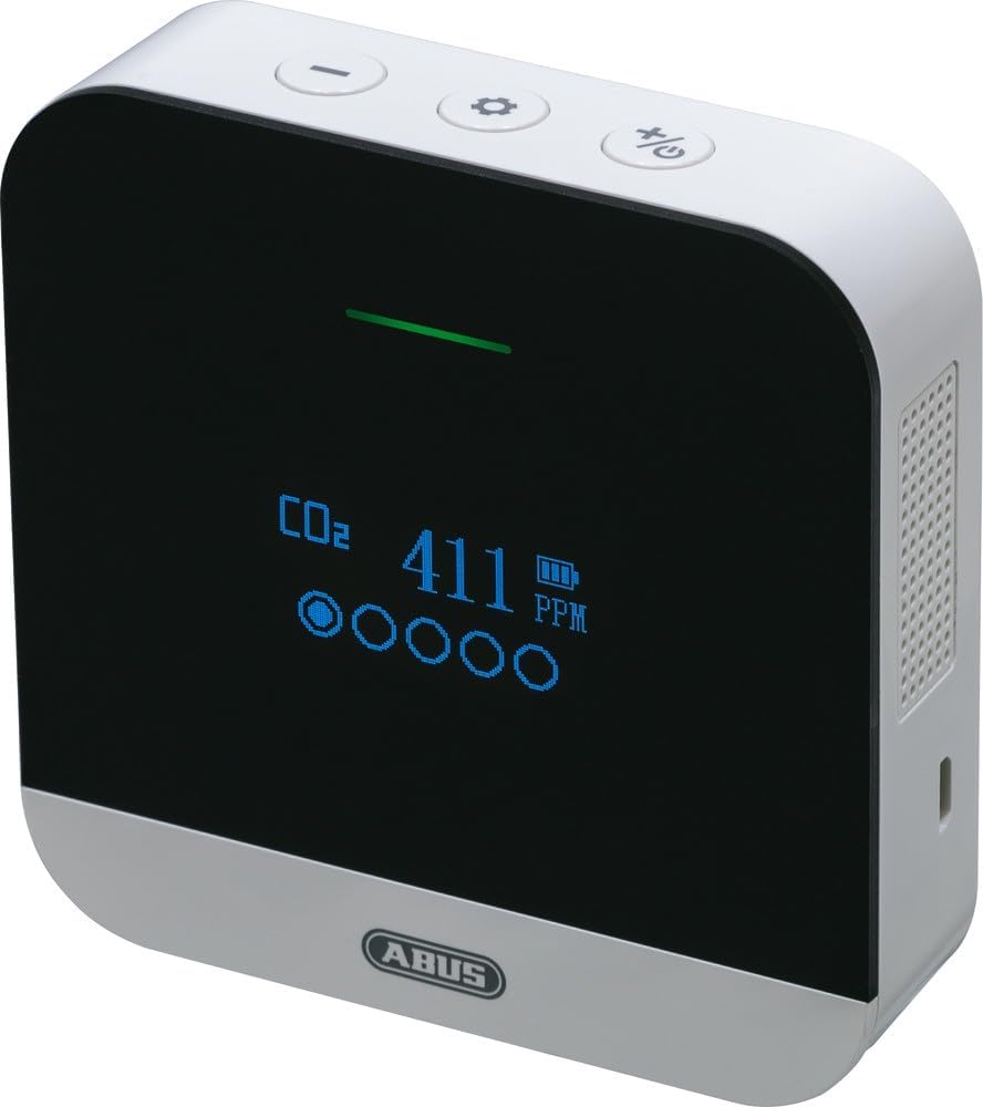 ABUS CO2-Melder - CO2WM110 AirSecure - Messgerät für Luftqualität, Luftfeuchtigkeit und Temperatur i