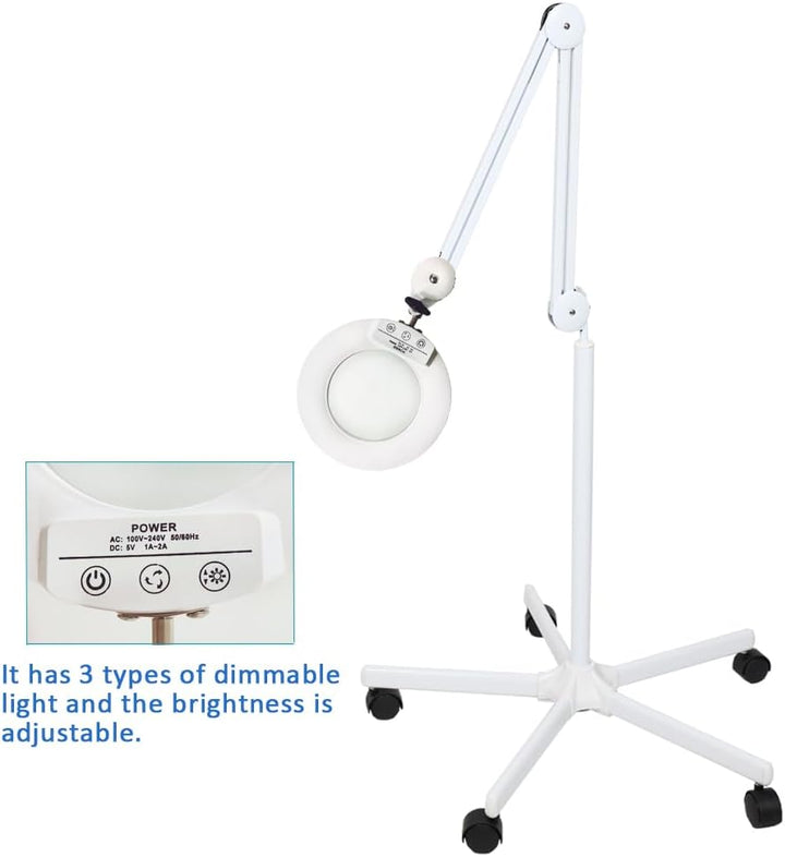 Concise Home LED Lupenlampe mit RollStativ Dioptrien Kosmetikleuchte Lupenleuchte