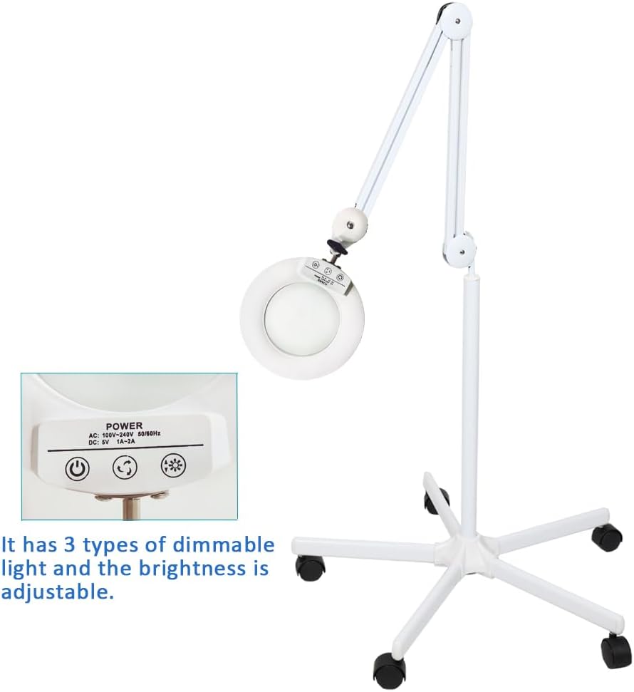 Concise Home LED Lupenlampe mit RollStativ Dioptrien Kosmetikleuchte Lupenleuchte