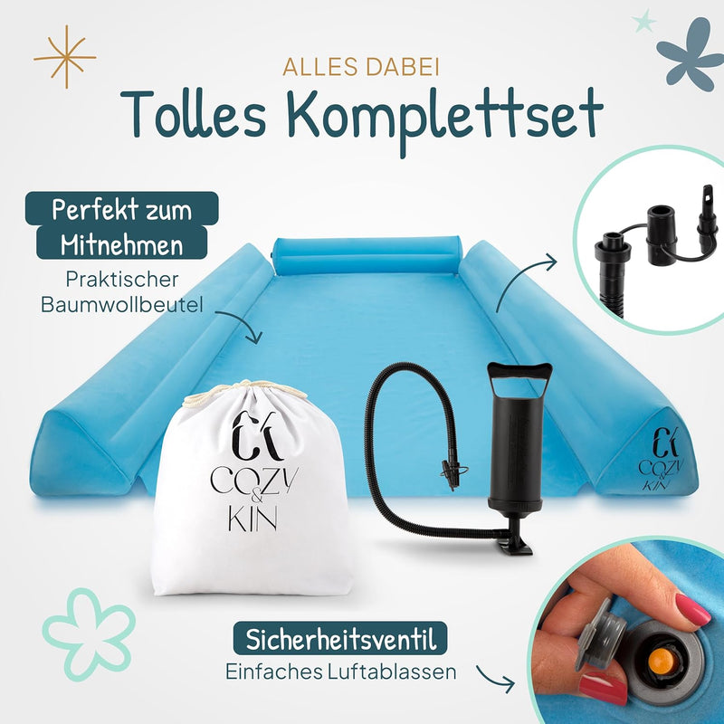 Cozy&Kin® Aufblasbarer Rausfallschutz Bett Kinder, 3-Seiten-Schutz | Bettgitter, Bettschutzgitter fü