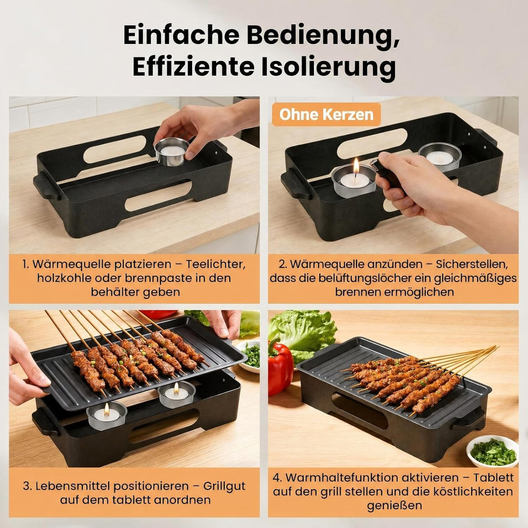 GEEKHOM BBQ Warmhalteplatte fürs Grillen Grosse Aluminium Grill Heizplatte mit Antihaftbeschichtung