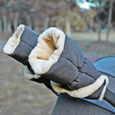 Orzbow Handwärmer Kinderwagen,Wasserdicht Künstliche Lammfell Handschuhe Kinderwagen mit Tasche,Wind