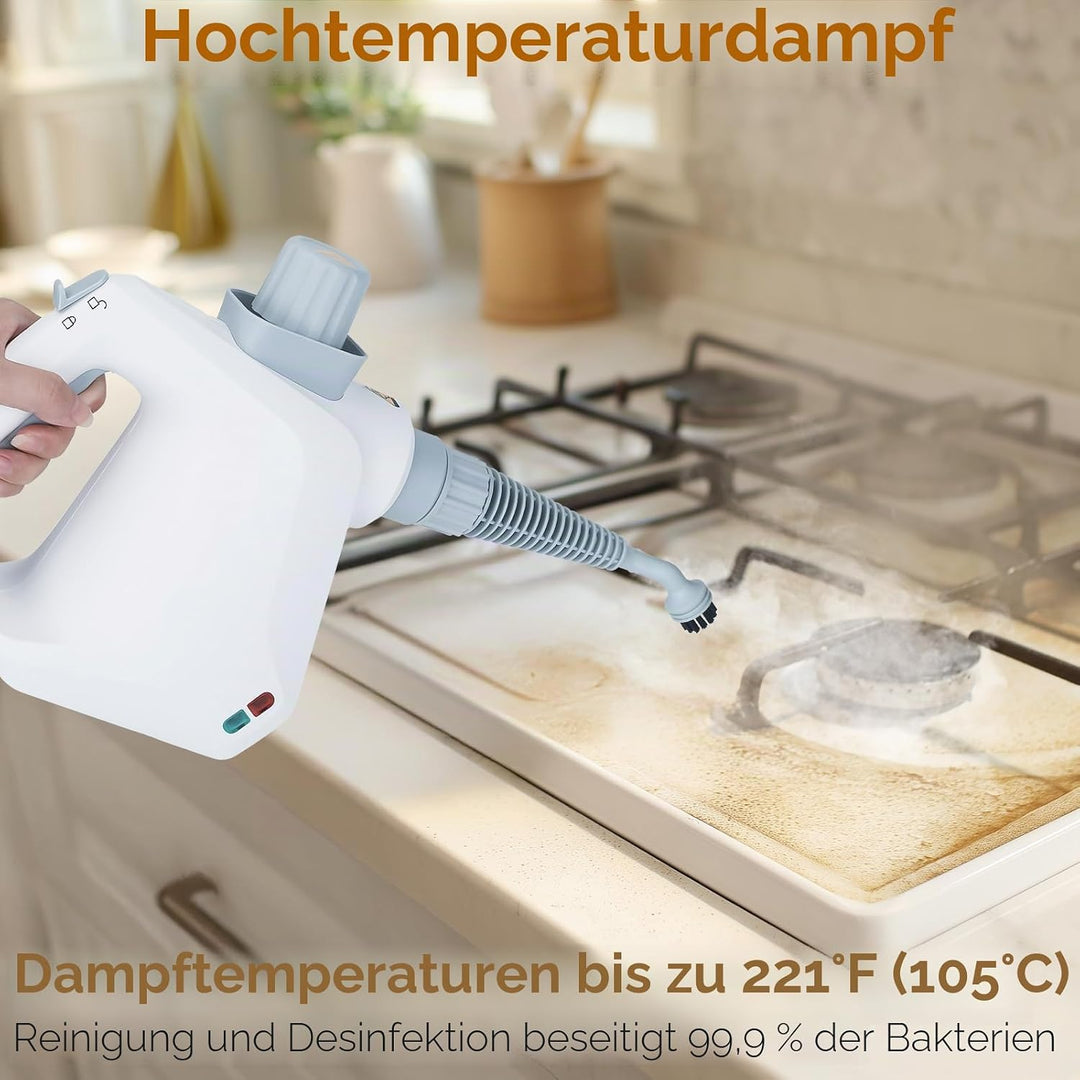 Dampfreiniger Hand, Elektrischer Dampfreiniger Handgerät mit 10 Zubehör, 3,2 Bar &amp; 1000W Dampfreinig